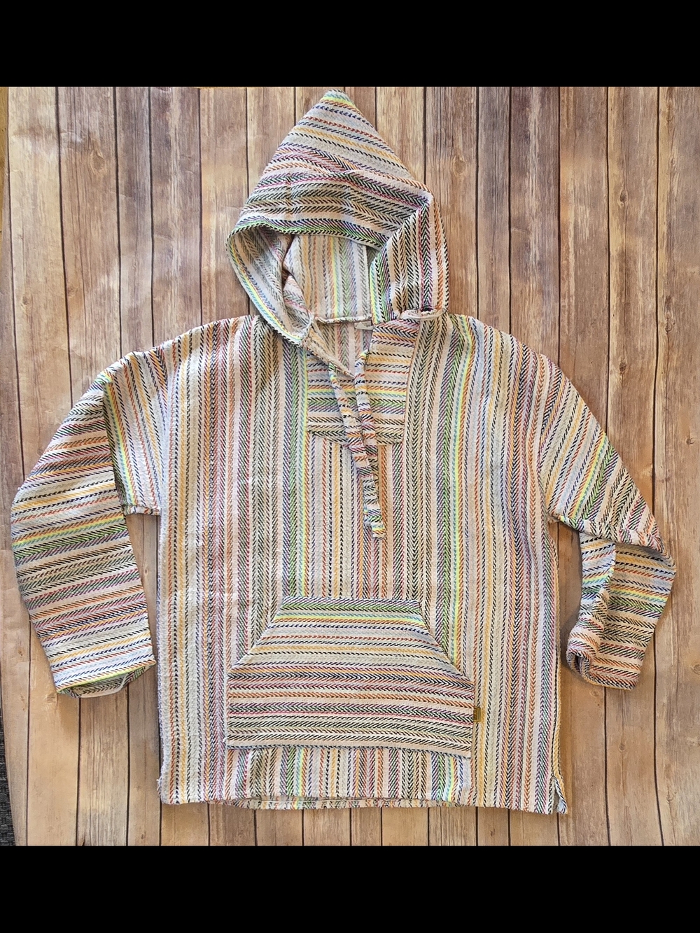 Molina Striped Hooded Baja Pullover in Multi-Color XL